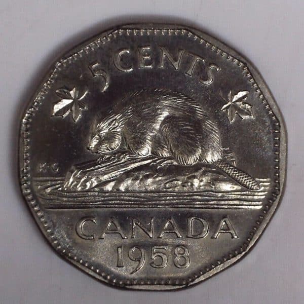 1958 Canada 5 Cents NBU