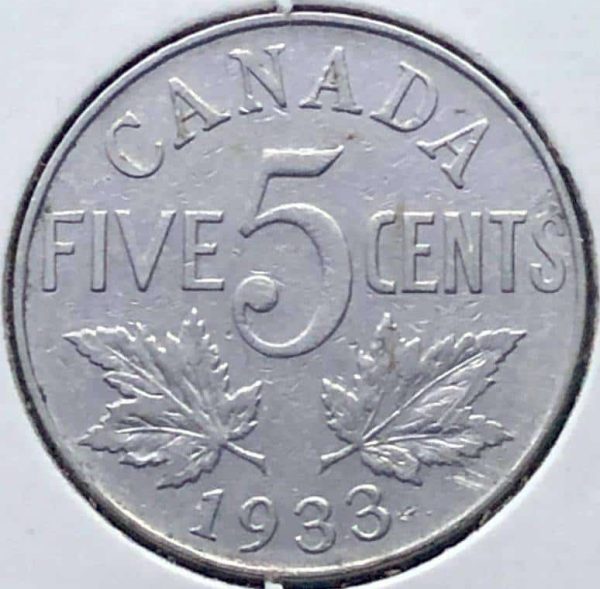 Canada - 5 Cents 1933 - Circulé