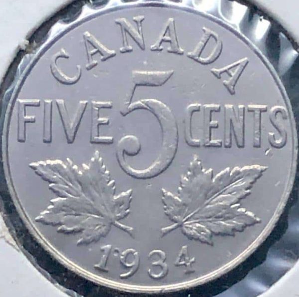 Canada - 5 Cents 1934 - Circulé