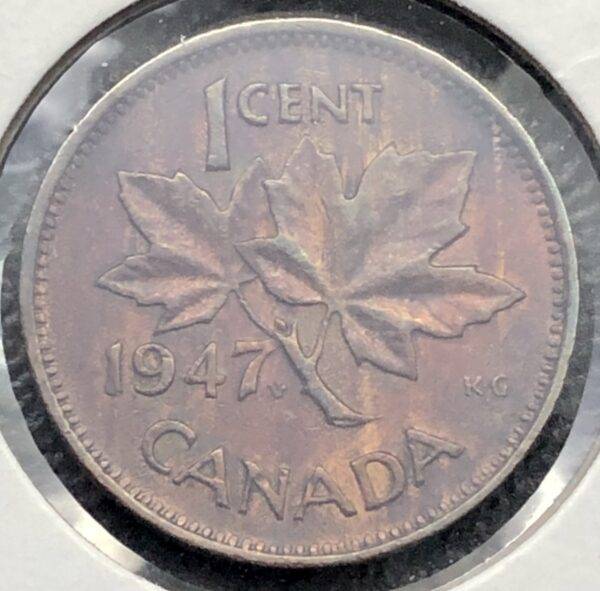 Canada - 1 Cent 1947 - 7 Droit - Feuille D'érable - Circulé