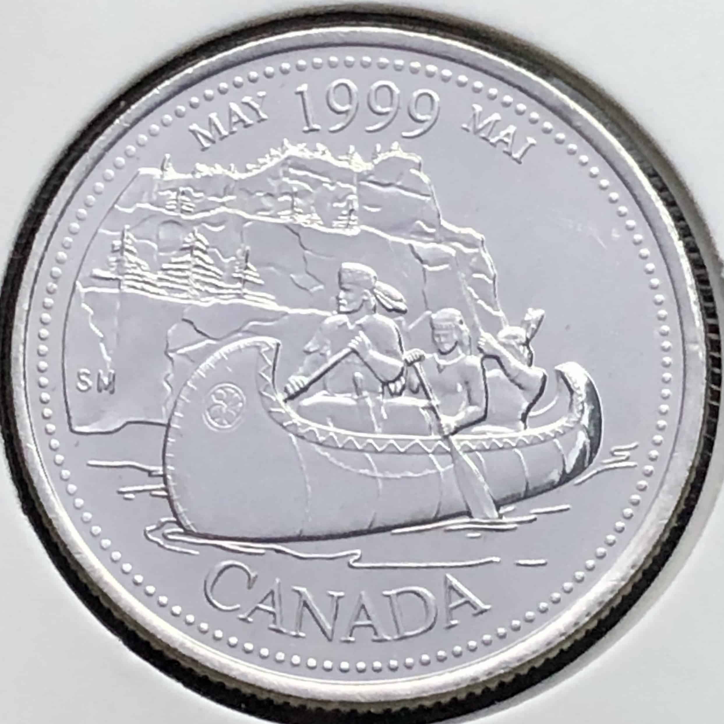Canada - 25 Cents 1999 Les Voyageurs Corde sur le Canot Mai - B.UNC