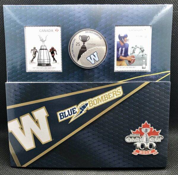 Canada - Les Blue Bombers de Winnipeg - Ensemble 25 Cents coloré et timbres 2012