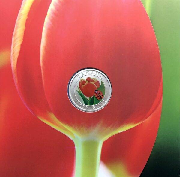 Canada - Pièce de 25 Cents Colorée 2011 - Tulipe et Coccinelle