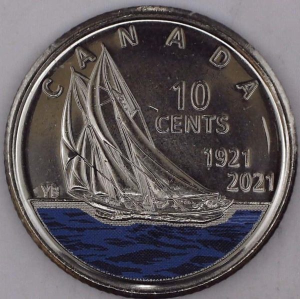 2021 Canada 10 Cents Bluenose Coloré B.Unc