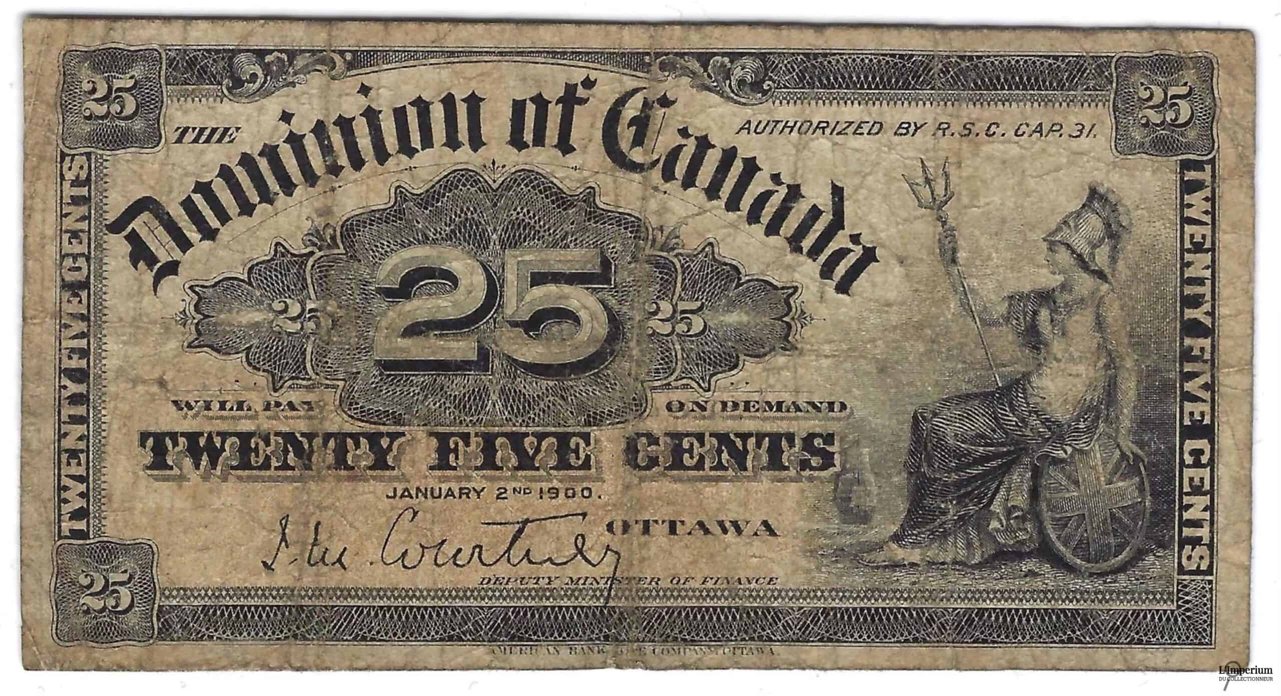 CANADA - Billet de 25 Cents 1900 - Courtney