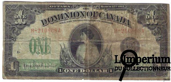 CANADA - Billet de 1 Dollar 1917 - Hyndman/Saunders