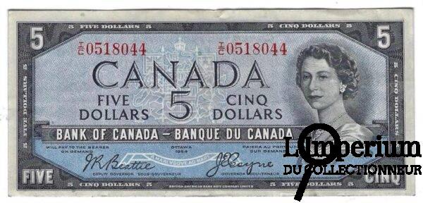 Canada - Billet de 5 Dollars 1954 Beattie-Coyne DEVIL'S FACE - BC-31b