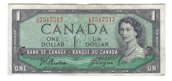 CANADA - Billet D'un Dollar 1954 - Beattie/Coyne - Portrait Modifié - BC-37a