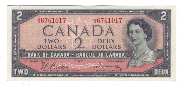 Canada - Billet de 2 Dollars 1954 Beattie/Raminsky Portrait Modifié - BC-38b