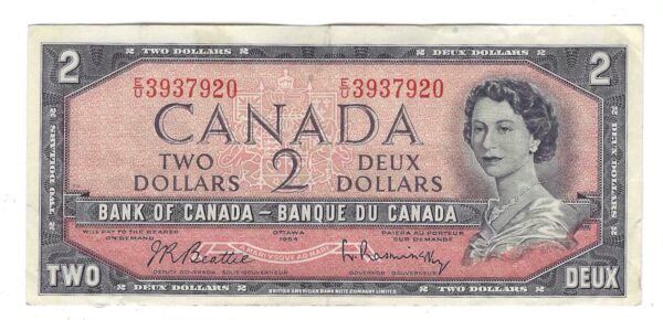 Canada - Billet de 2 Dollars 1954 Beattie/Raminsky Portrait Modifié - BC-38b