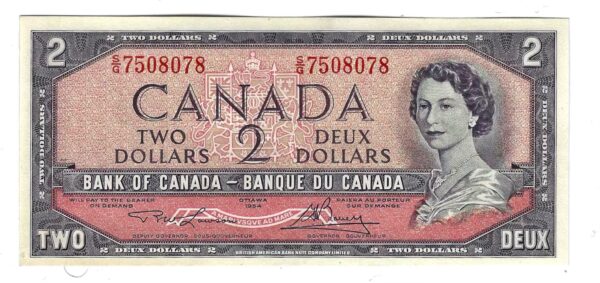 CANADA - 2 Dollars 1954 - Lawson/Bouey - Portrait Modifié - BC-38d