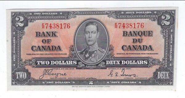 Canada - Billet de 2 Dollars 1937 Coyne/Towers - BC-22c
