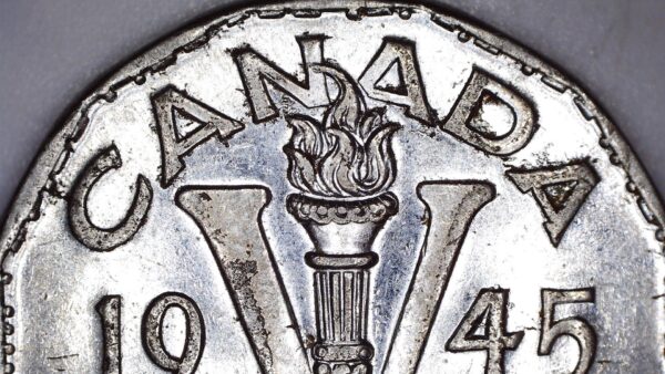 CANADA - 5 Cents 1945 - Extra metal sur revers