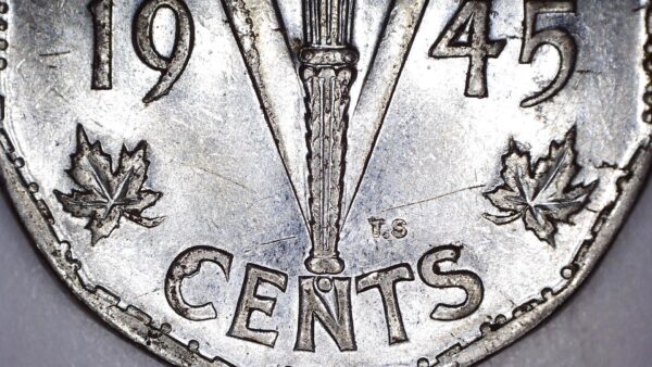 CANADA - 5 Cents 1945 - Extra metal sur revers