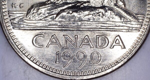 CANADA - 5 Cents 1990 - Double Die Reverse