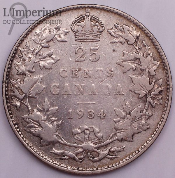 Canada - 25 cents 1934 - VG-10+