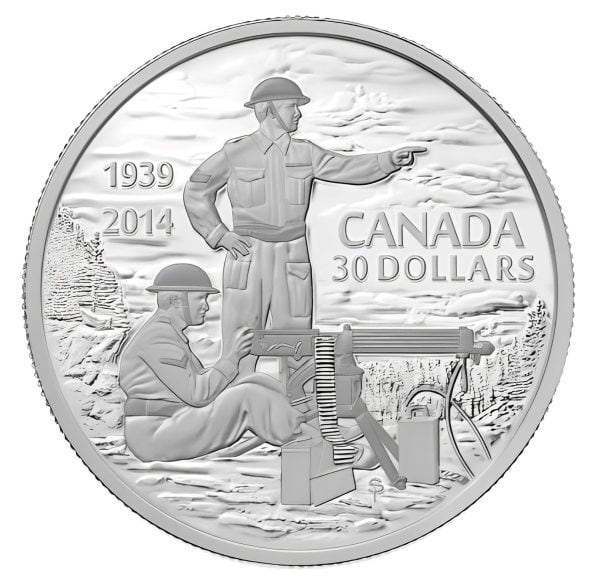 Canada - 30 Dollars en Argent Pur Seconde Guerre Mondial 1939-2014
