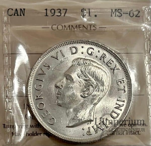 Canada - Dollar 1937 - Certifié ICCS MS-62