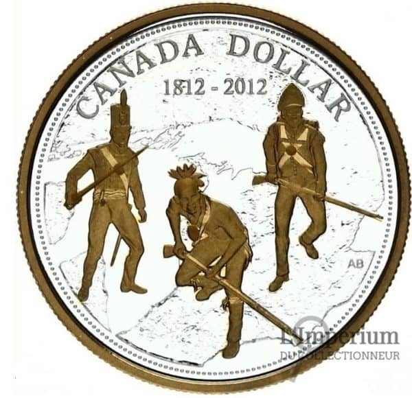 Canada - Dollar 2012 en Argent Bicentenaire de la Guerre de 1812 Plaqué Or - Épreuve