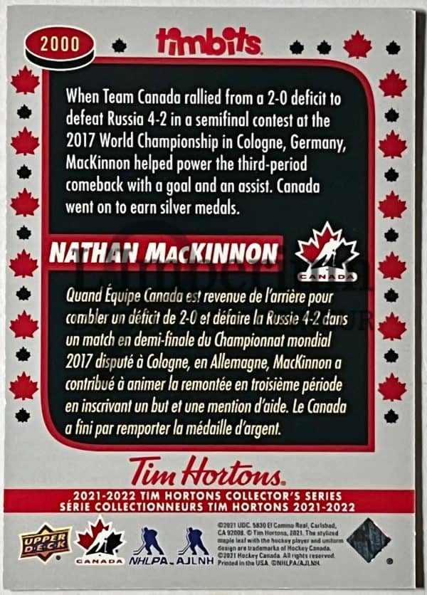 Timbits to Team Canada 2022 - 2000 Nathan MacKinnon Reverse