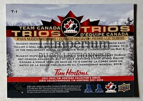 Team Canada Trios 2022 - T-1 Nugent-Hopkins/McDavid/Dubois Reverse