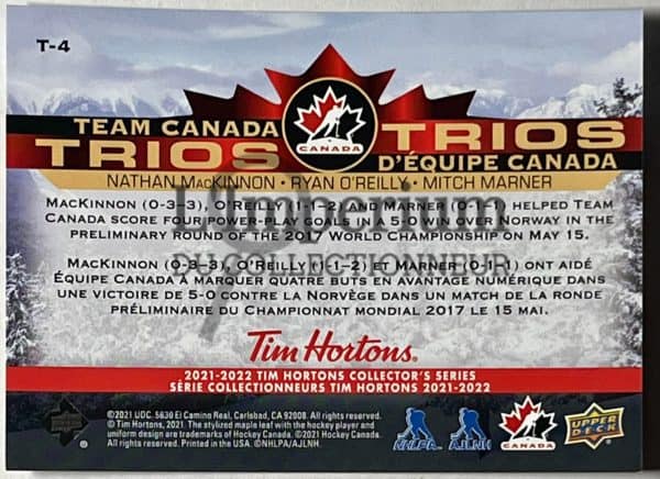 Team Canada Trios 2022 - T-4 MacKinnon/O'Reilly/Marner Reverse