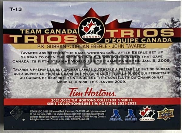Team Canada Trios 2022 - T-13 Subban/Eberle/Tavares Reverse