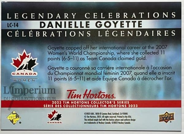 LC-14 Danielle Goyette – Carte d’Hockey Célébrations Légendaires 2023