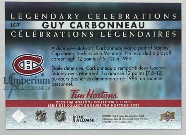 LC-7 Guy Carbonneau – Carte d’Hockey Célébrations Légendaires 2023
