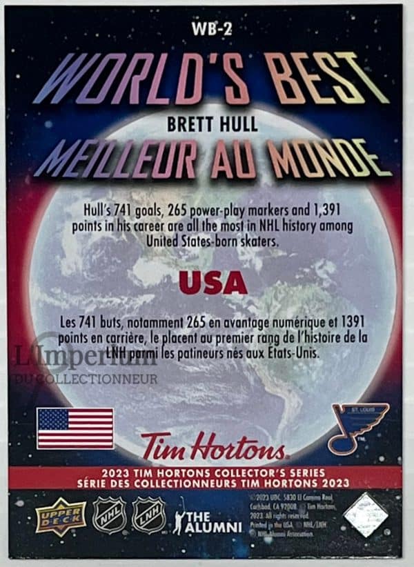 WB-2 Brett Hull - Carte d'Hockey Meilleurs au Monde 2023