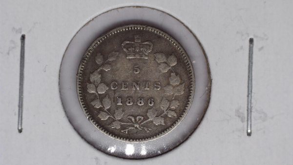 1886 Large 5 Cents CANADA 6 F-12