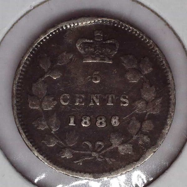 CANADA 5 Cents 1886 Small 6 F-15