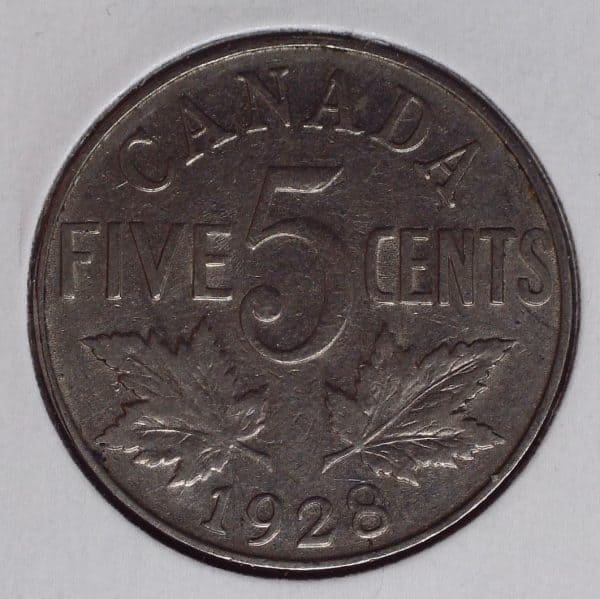 CANADA - 5 Cents 1928 - DOT #1 - Circulé