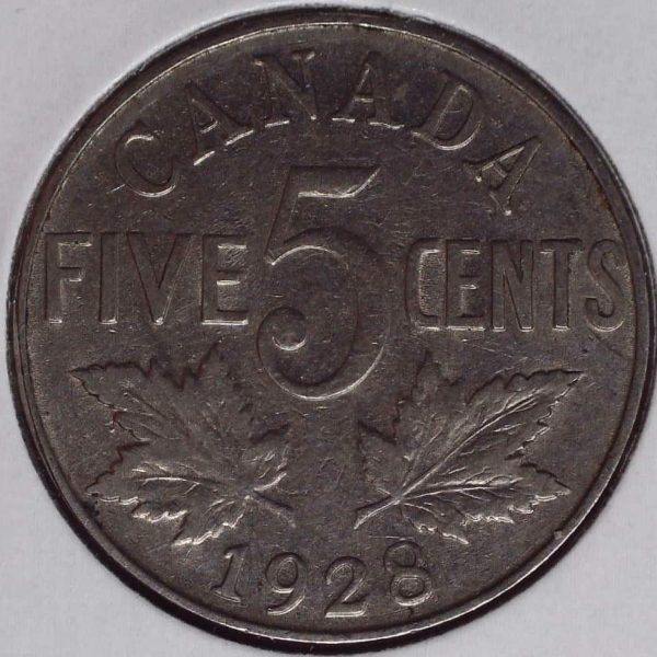 Canada - 5 Cents 1928 - DOT #1 - Circulé