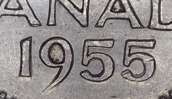 Canada - 5 Cents 1955 Double Date - Circulé