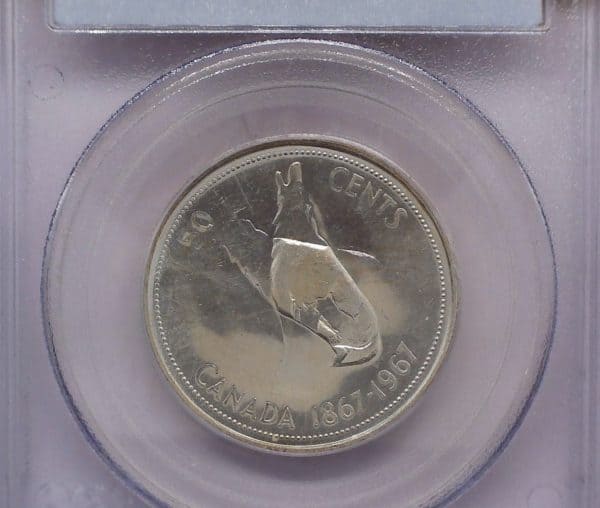 CANADA - 50 CENTS 1867-1967 - DOUBLE STRUCK - PCGS MS-62