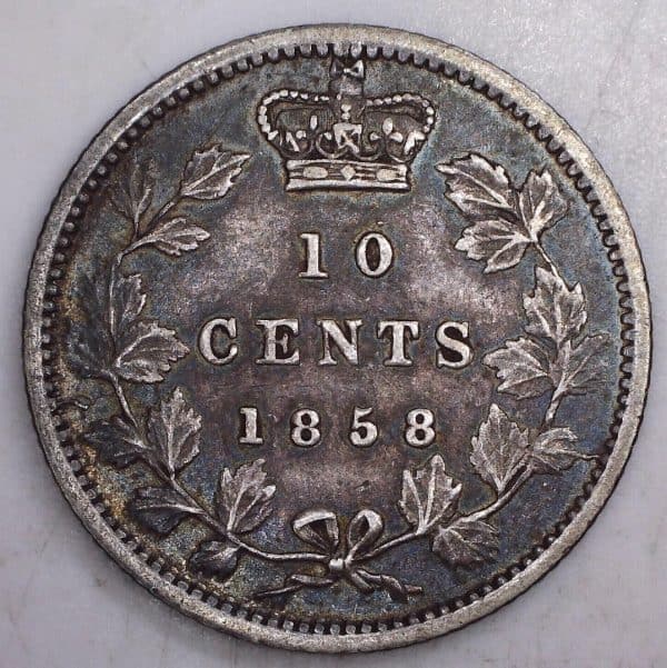 CANADA - 10 Cents 1858 - Crown Die Break - VF-25