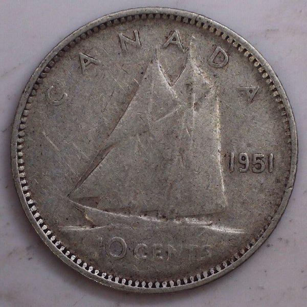Canada - 10 Cents 1951 - Argent - Circulé