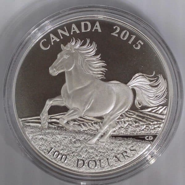 CANADA Pièces de 100 dollars 2015 - Argent Fin  - Cheval Canadien - 100$ pour 100$