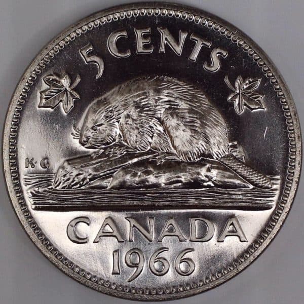 CANADA - 5 Cents 1966 - Eyes in left 66 & Quad K & Dbl Legende - NBU