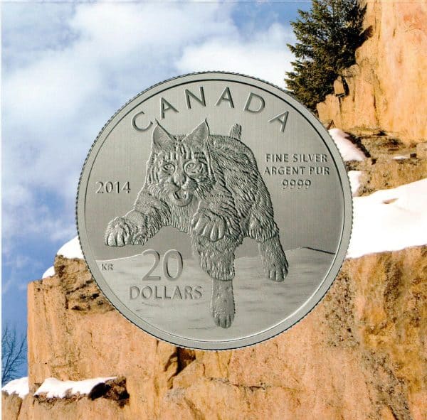 CANADA – Piece de 20 Dollars - Argent Fin – 2014 – LYNX ROUX - 20$ POUR 20$