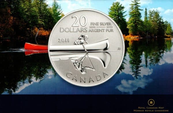 Canada - Pièce de 20 Dollars - Argent Fin – 2011 - Canoë - 20$ POUR 20$