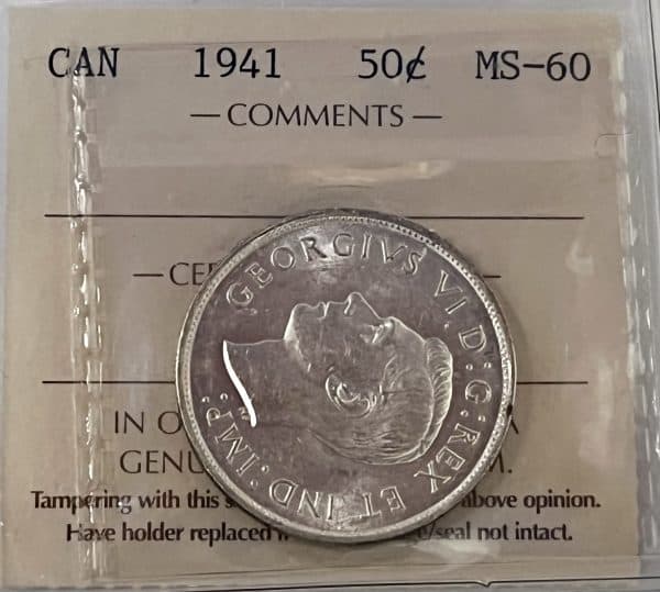 CANADA - 50 CENTS 1941 - MS-60 - Certifié ICCS