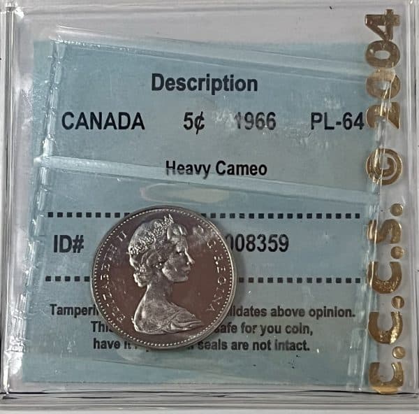 CANADA - 5 Cents 1966 - PL-64 - Certifié CCCS