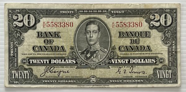 CANADA - Billet de 20 Dollars 1937 - Coyne/Towers - BC-25c