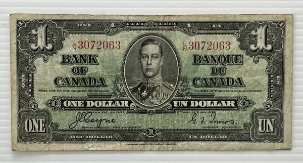 CANADA - Billet de 1 Dollar 1937 - Coyne/Towers - BC-21d