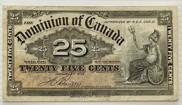 CANADA - Billet de 25 Cents 1900 - Boville - DC-15b