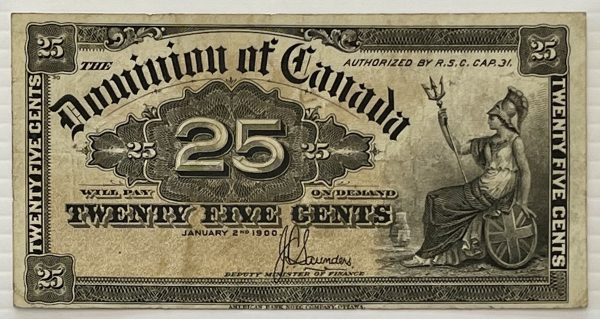 CANADA - Billet de 25 Cents 1900 - Saunders - DC-15c