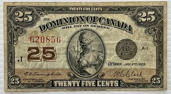 CANADA - Billet de 25 Cents 1923 - Campbell/Clark - DC-24d