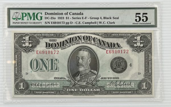 CANADA - Billet de 1 Dollar 1923 - Black Seal - Campbell/Clark - DC-25o 